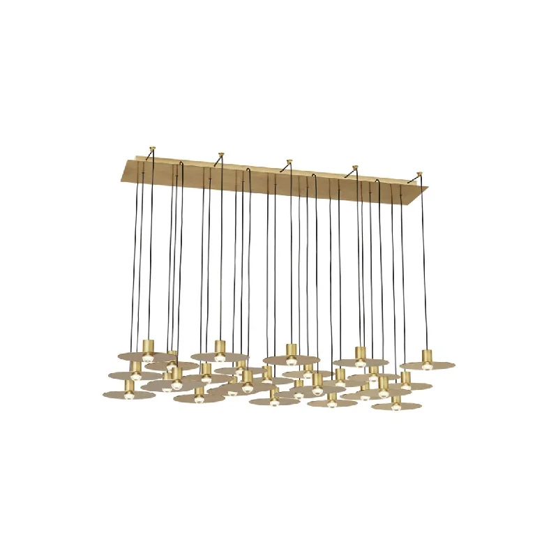 Industrial Pendant Lighting for Machine ShopsEAVES 50 in. 27 Lights LED Chandelier 120V Natural Brass Finish Industrial Pendant Lighting for Machine ShopsEAVES 50 in. 27 Lights LED Chandelier 120V Natural Brass Finish
