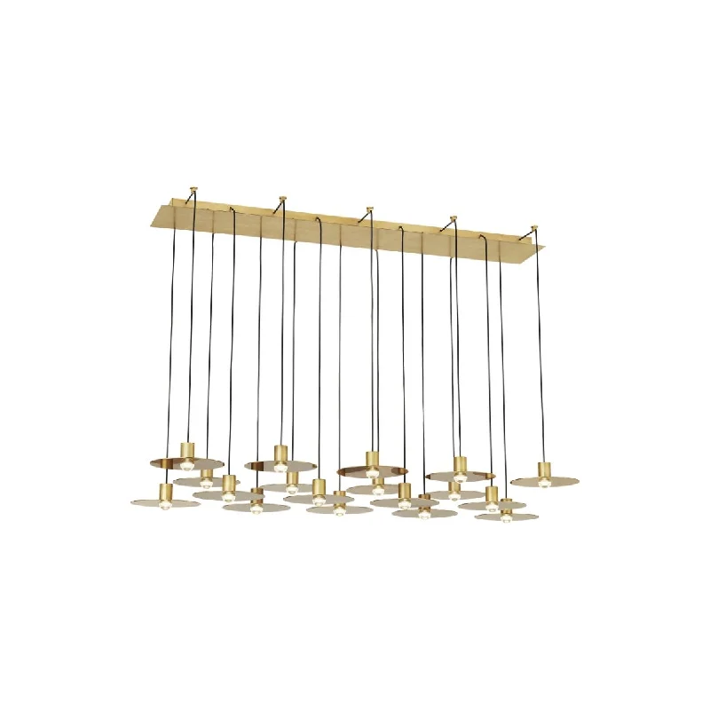 Industrial Lighting for Electronics ManufacturingEAVES 50 in. 18 Lights LED Chandelier 277V Natural Brass Finish