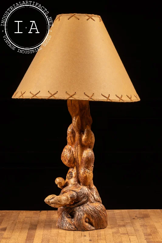 Industrial Exit Sign Lighting for Quick EvacuationVintage Handmade Burl Lamp