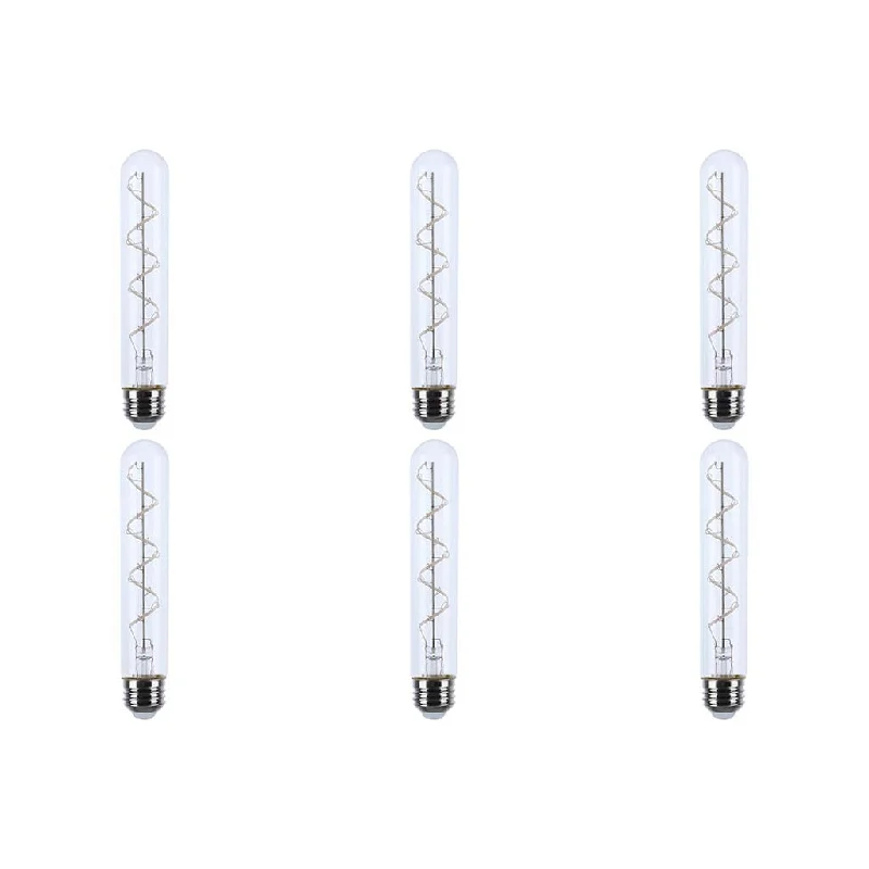 Industrial Lighting for Automotive Manufacturing Plants6 Watt LED - Reminiscent - Flex Gray Coil Filament - T9 - Medium Base - 2700K CCT - Clear - 120 Volt - 6-Pack