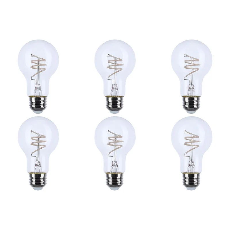 Industrial Lighting for Textile Mills6 Watt LED - Reminiscent - Flex Gray Coil Filament - A19 - Medium Base - 2700K CCT - Clear - 120 Volt - 6-Pack