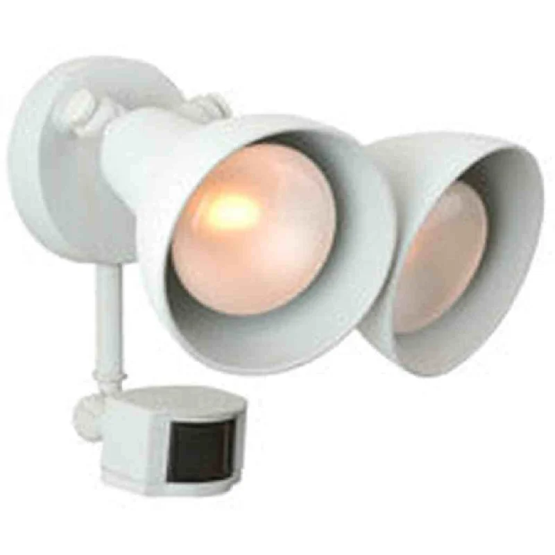 Industrial Area Lighting for Large Open Spaces2 Light Covered Flood with Motion Sensor in Textured White