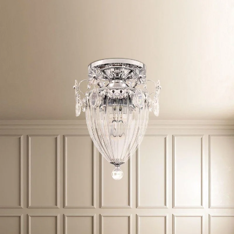 Industrial Lighting for Pharmaceutical ManufacturingBagatelle 10 inch Polished Silver Semi Flush Mount Light with Clear Heritage Crystals