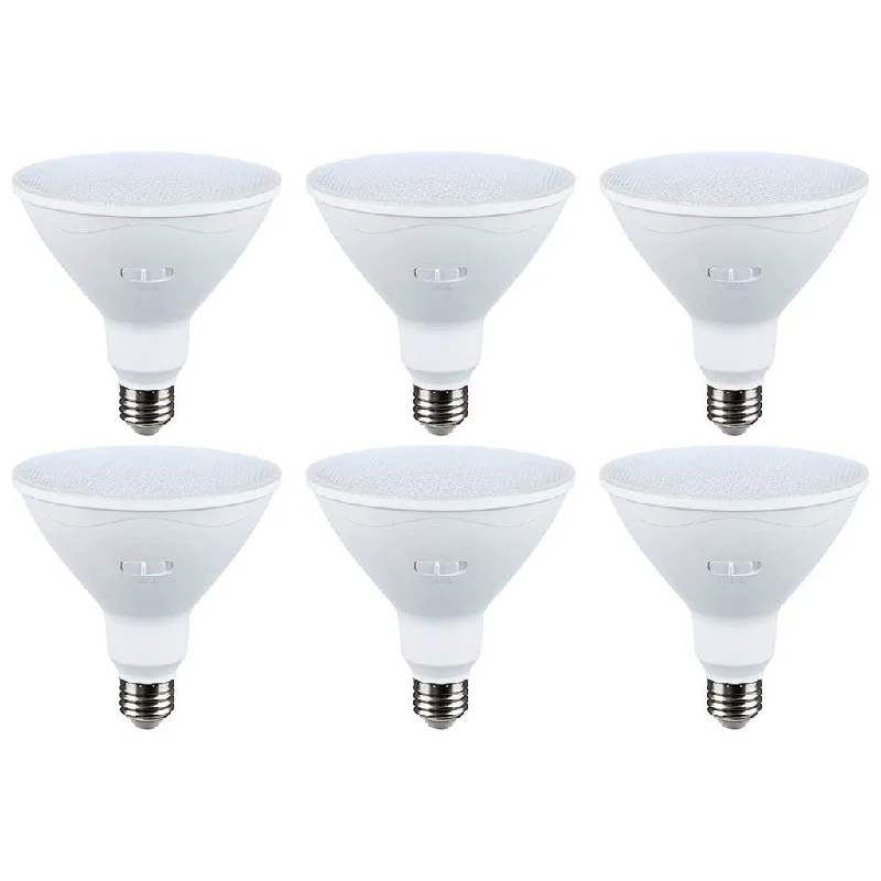 Industrial Exit Sign Lighting for Quick Evacuation25 Watt PAR38 LED - 3000K/5000K CCT Selectable - High Lumen - Medium Base - White Finish - 120 Volt - 6-Pack