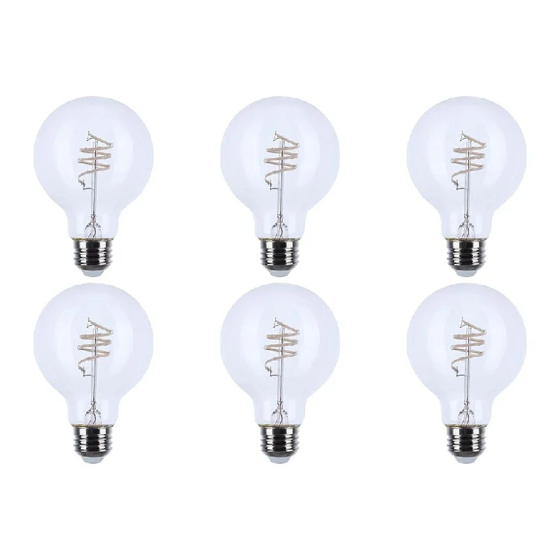 Industrial Lighting for Electronics Manufacturing6 Watt LED - Reminiscent - Flex Gray Coil Filament - G25 - Medium Base - 2700K CCT - Clear - 120 Volt - 6-Pack