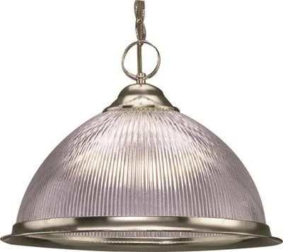 Track lighting with a chunky, bold designMonument Glass Dome Pendant Brushed Nickel 15 Inch  Uses (1) 60-Watt Medium Base Incandescent Lamp