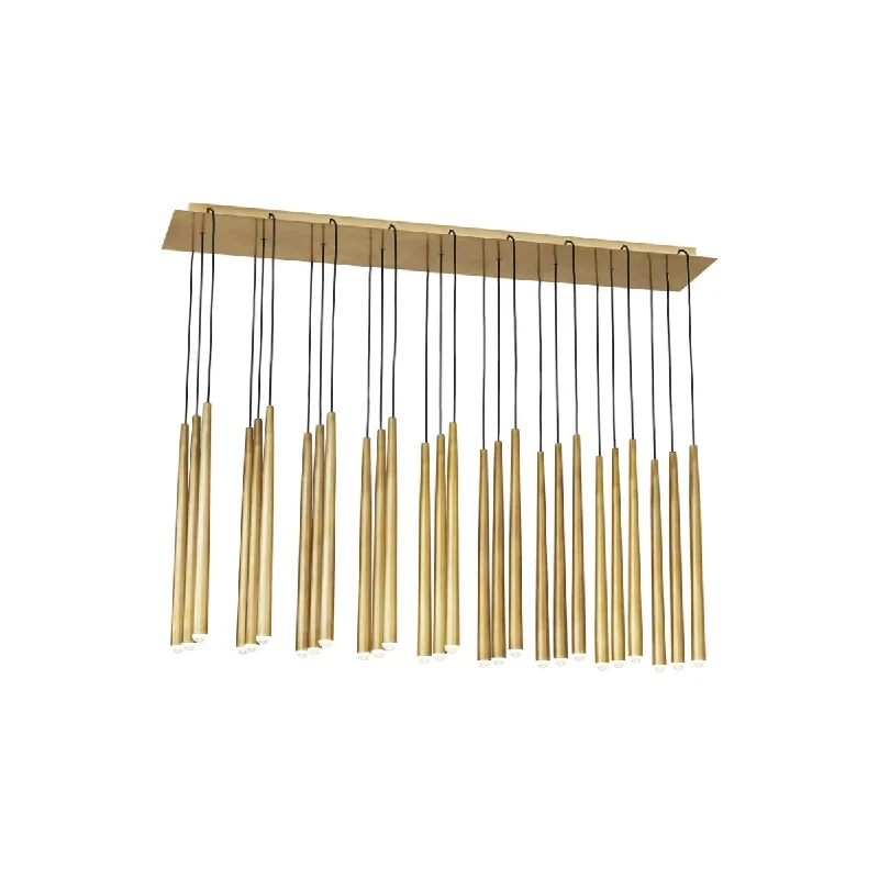 Industrial Lighting for Printing Press FacilitiesPylon 43 in. 27 Lights LED Chandelier 277V Natural Brass Finish
