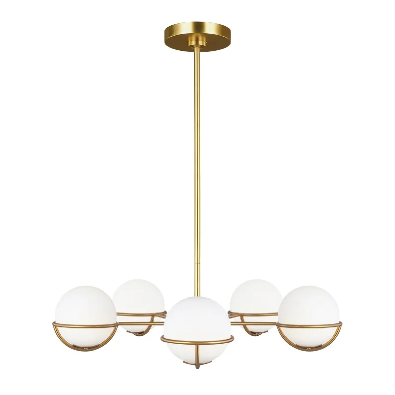 Track lighting with swivel heads for precise aimingApollo 5Lt Multi-Arm Pendant - Burnished Brass/Polished Nickel