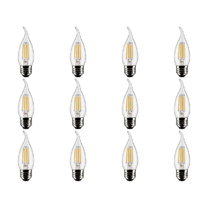 Industrial Ceiling - Mounted Lighting for Assembly Plants5.5 Watt CA10 LED - Clear - Medium Base - 5000K - 120 Volt - 2-Card - 12-Pack