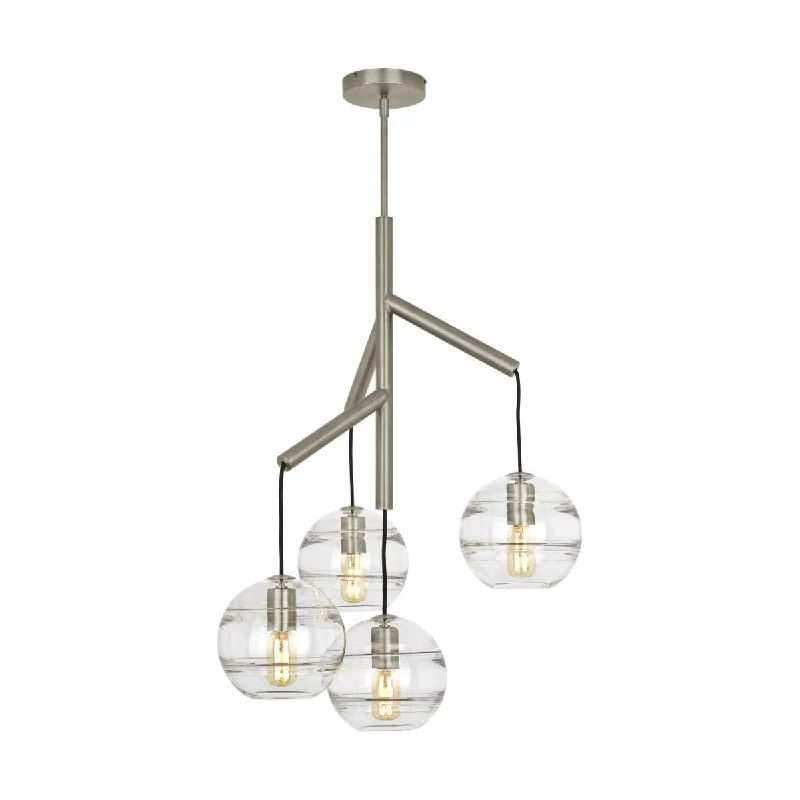 Industrial Lighting with High CRI (Color Rendering Index) for True Color PerceptionSedona 25 in. 4 Lights LED Chandelier Satin Nickel Finish Clear Glass