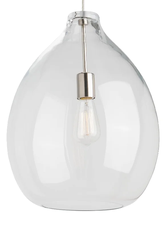 Industrial Lighting for Pharmaceutical ManufacturingQuinton 16 in. Bulb LED Pendant Light Clear Satin Nickel Finish Industrial Lighting for Pharmaceutical ManufacturingQuinton 16 in. Bulb LED Pendant Light Clear Satin Nickel Finish