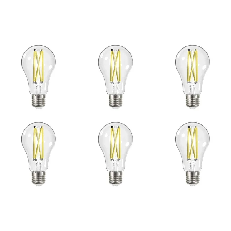 Industrial Area Lighting for Large Open Spaces12.5W LED A19 - Clear - Medium Base - 5000K - 90 CRI - 120V - 6-Pack Industrial Area Lighting for Large Open Spaces12.5W LED A19 - Clear - Medium Base - 5000K - 90 CRI - 120V - 6-Pack