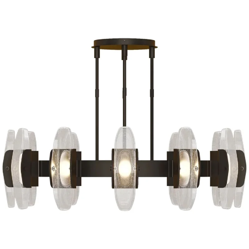 Industrial Pendant Lighting for Machine ShopsWythe 47 in. 12 Lights LED Chandelier Dark Bronze finish