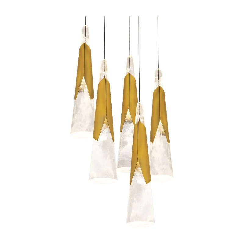 Track lighting for creating a moody atmosphereKilt 5-Light 17" LED Round Multi Pendant