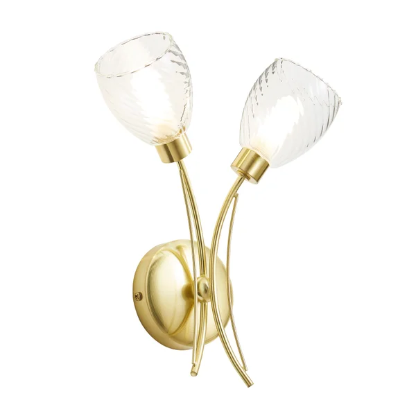 Track lighting for adding a touch of elegancegothic style wall lamps with dark finishes for a mysterious libraryVeria 2lt Tangle Bathroom Wall Light IP44 - Satin Brass & Clear Finish