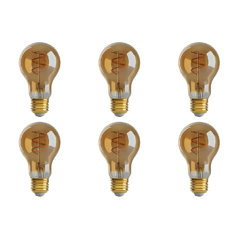 Industrial Lighting for Automotive Manufacturing Plants4.5W A19 LED - Amber - Medium base - 2000K - 260 Lumens - 120V - 6-Pack