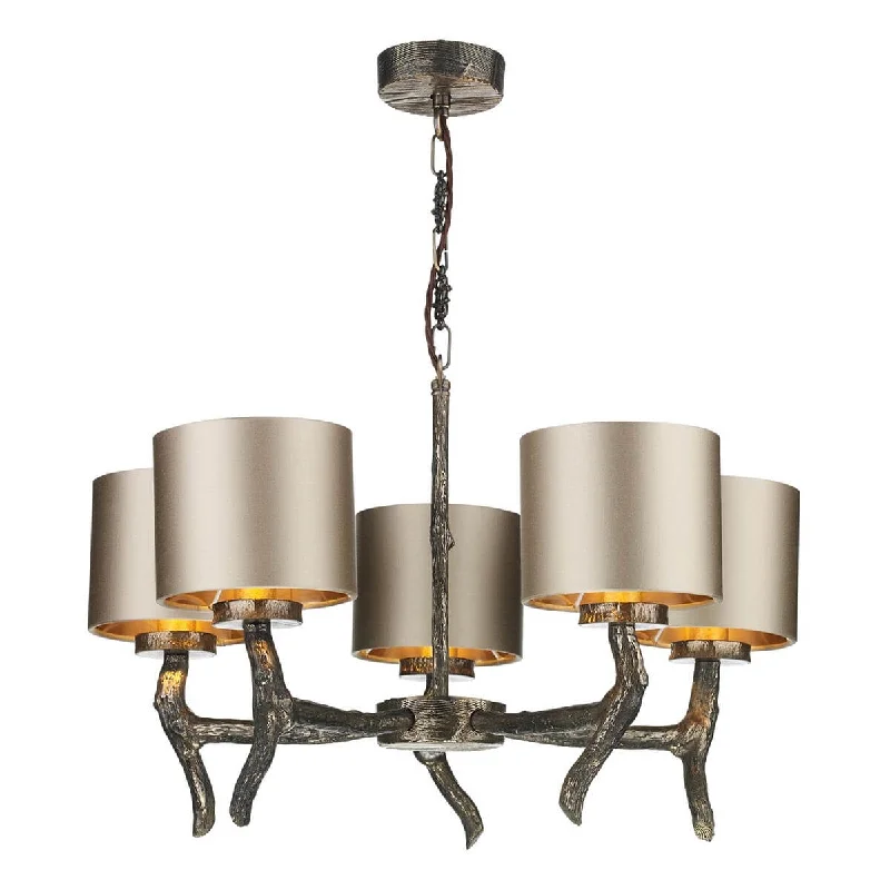 White track lighting for a clean lookDavid Hunt Joshua 5Lt Multi-Arm Pendant Silk Shade Bespoke Colour