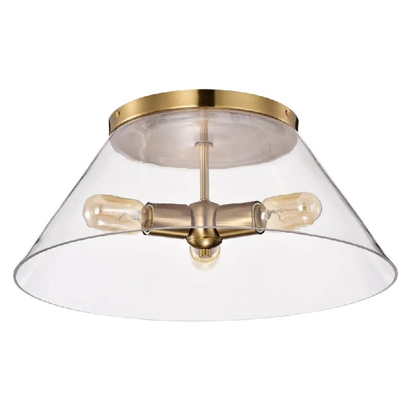 High - Bay LED Industrial Lighting for WarehousesGLASS DOVER 3 LIGHT LARGE FLUSH