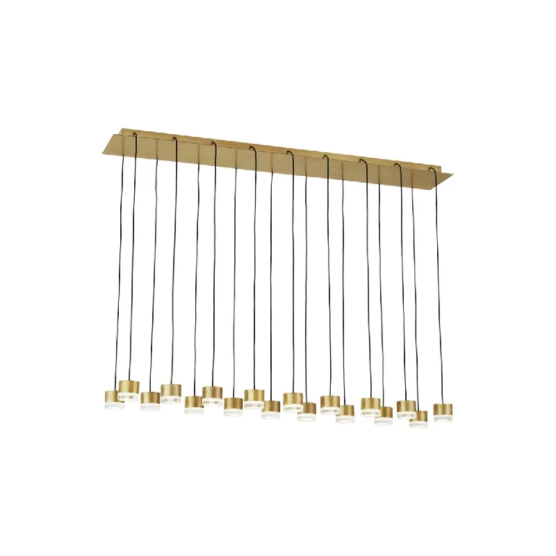 Industrial Area Lighting for Large Open SpacesGable 45 in. 18 Lights LED Chandelier 277V Natural Brass Finish