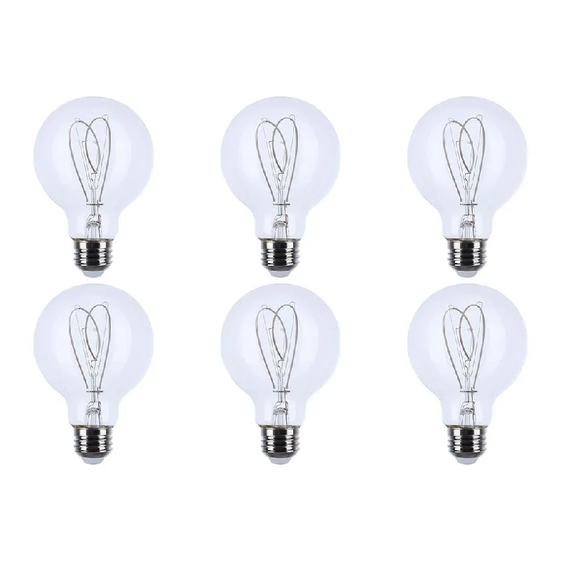 Industrial Lighting with High CRI (Color Rendering Index) for True Color Perception6 Watt LED - Reminiscent - Flex Gray Filament - G25 Loop - Medium Base - 2700K CCT - Clear - 120 Volt - 6-Pack