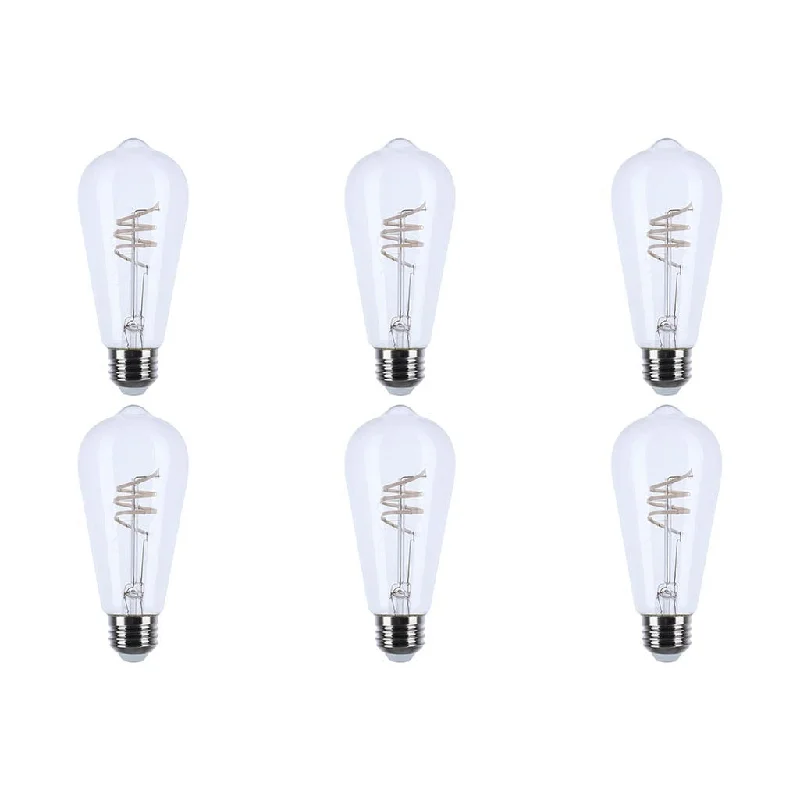 Adjustable Industrial Lighting for Flexible Illumination6 Watt LED - Reminiscent - Flex Gray Coil Filament - ST19 - Medium Base - 2700K CCT - Clear - 120 Volt - 6-Pack