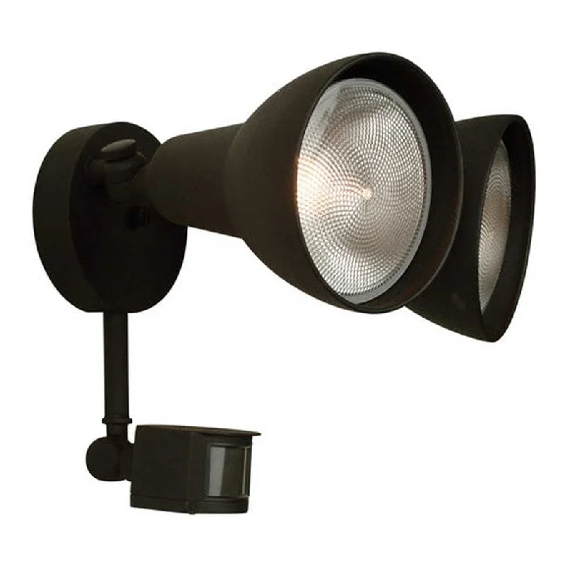 Industrial Exit Sign Lighting for Quick Evacuation2 Light Covered Flood with Motion Sensor in Textured Black