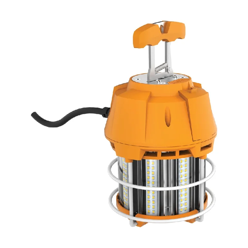Industrial Lighting for Woodworking Factories60 Watt LED Hi-Lumen temporary Hi-Bay Caged lamp - 5000K - Integrated Cord