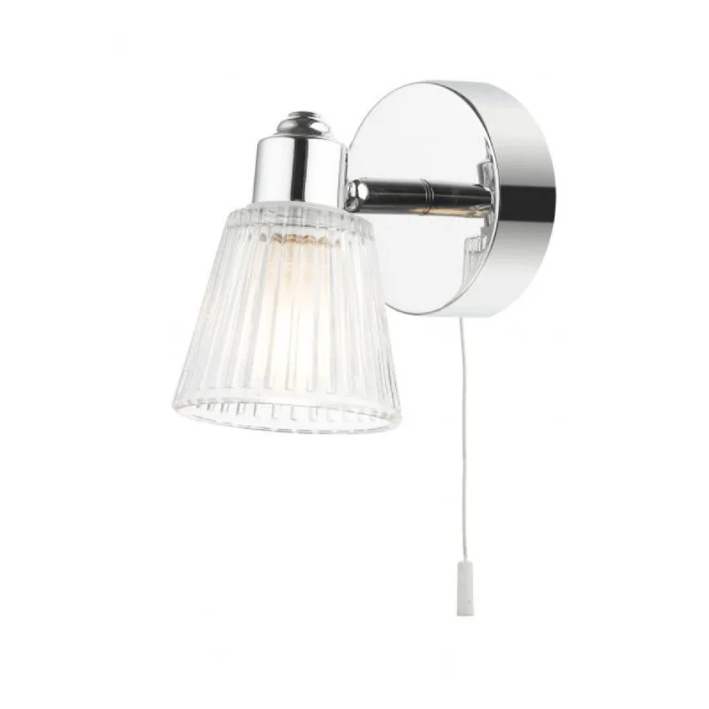 Track lighting with a brushed nickel finishglass wall lamps with frosted glass for soft, diffused lightGatsby 1Lt Bathroom Wall Light IP44 - Polished Chrome/Satin Brass