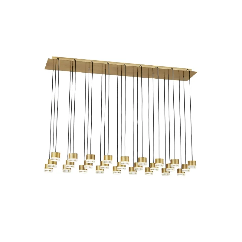 Industrial Exit Sign Lighting for Quick EvacuationGable 45 in. 27 Lights LED Chandelier 120V Natural Brass Finish
