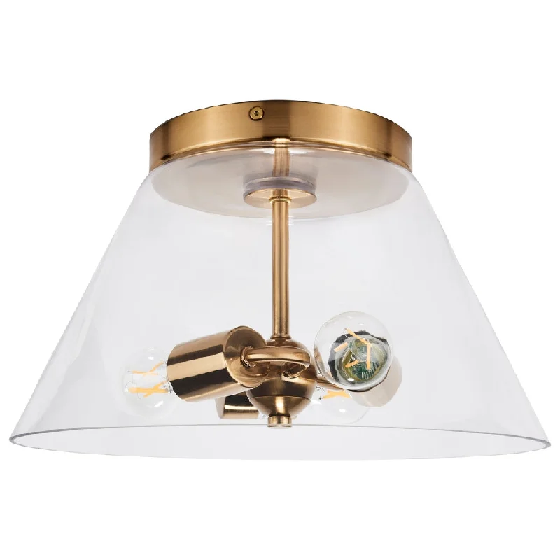 Industrial Lighting with High CRI (Color Rendering Index) for True Color PerceptionGLASS DOVER 3 LIGHT SMALL FLUSH
