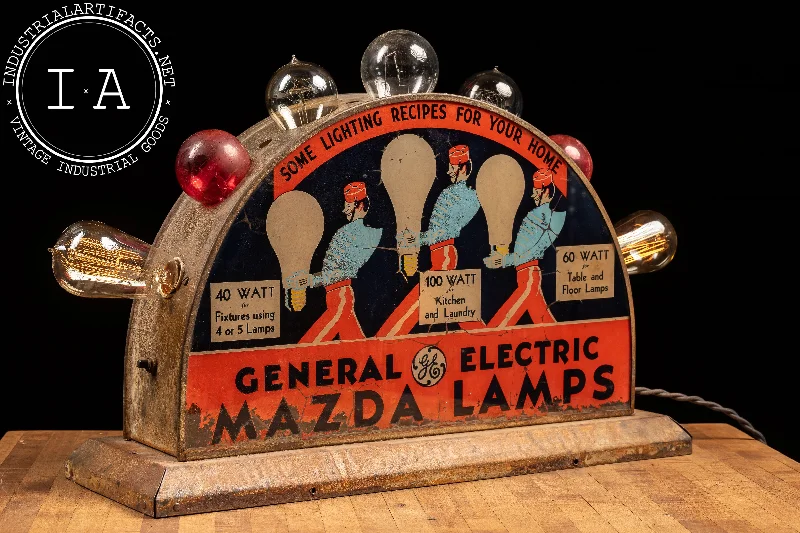 Dimmable Industrial Lighting for Ambiance ControlVintage GE Mazda Lamps Lighted Counter Display