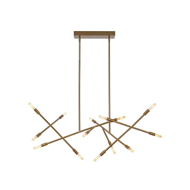 Industrial Lighting for Printing Press FacilitiesLine Wave 48 in. 14 Lights LED Chandelier 277V Aged Brass Finish Industrial Lighting for Printing Press FacilitiesLine Wave 48 in. 14 Lights LED Chandelier 277V Aged Brass Finish