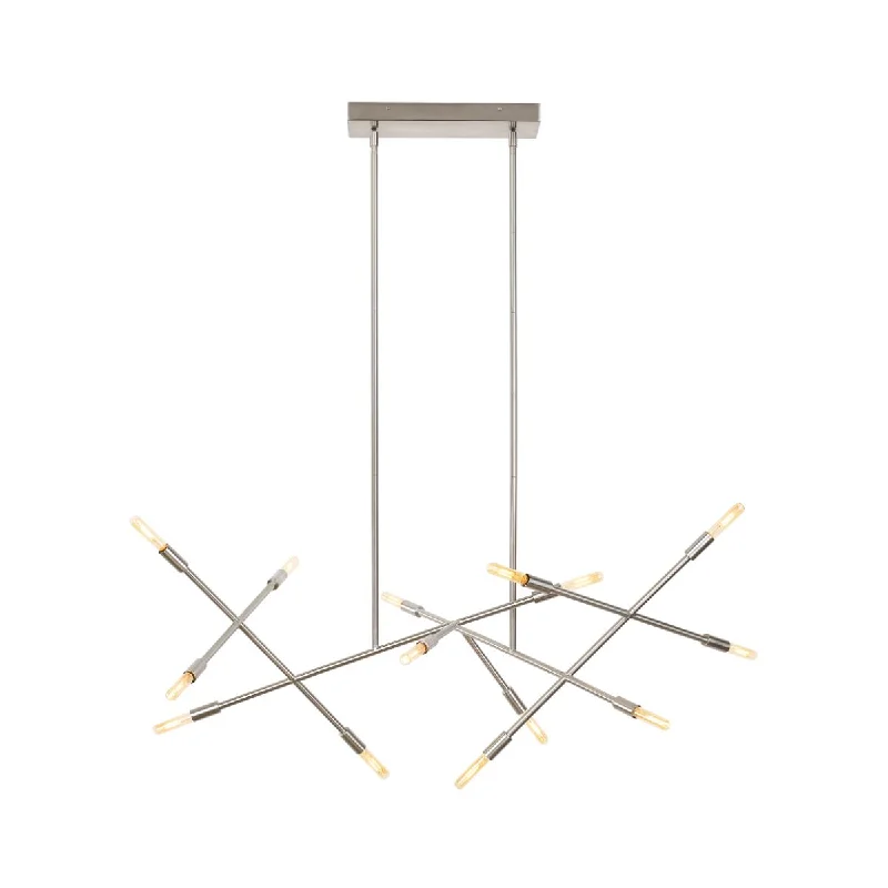 Corrosion - Resistant Industrial Lighting for Coastal FactoriesLine Wave 48 in. 14 Lights LED Chandelier 277V Satin Nickel Finish Corrosion - Resistant Industrial Lighting for Coastal FactoriesLine Wave 48 in. 14 Lights LED Chandelier 277V Satin Nickel Finish