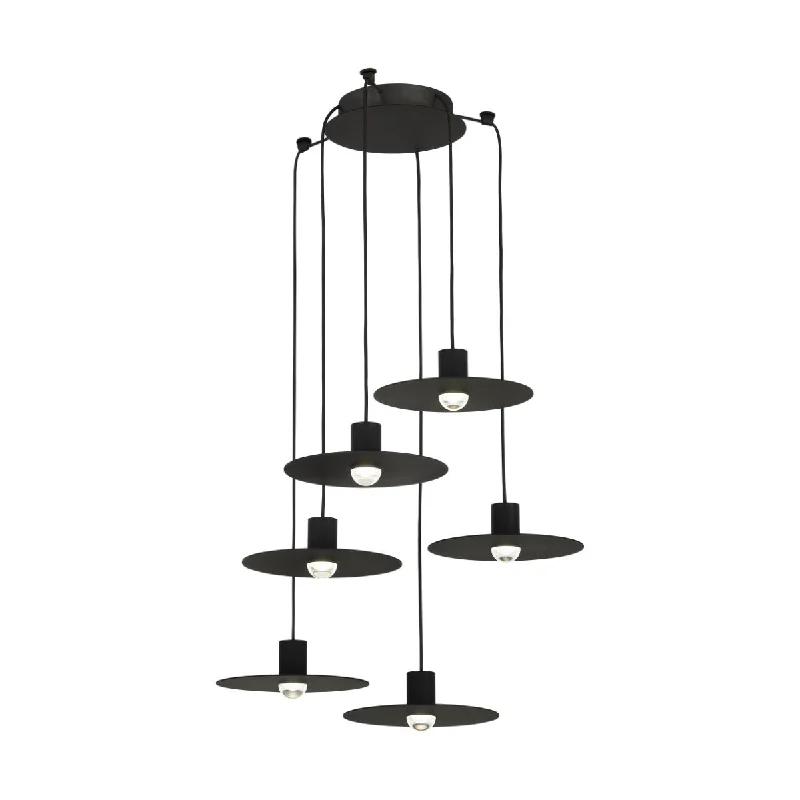 Durable Industrial Lighting for Harsh EnvironmentsEAVES 16 in. 6 Lights LED Chandelier 120-277V Black Finish Durable Industrial Lighting for Harsh EnvironmentsEAVES 16 in. 6 Lights LED Chandelier 120-277V Black Finish