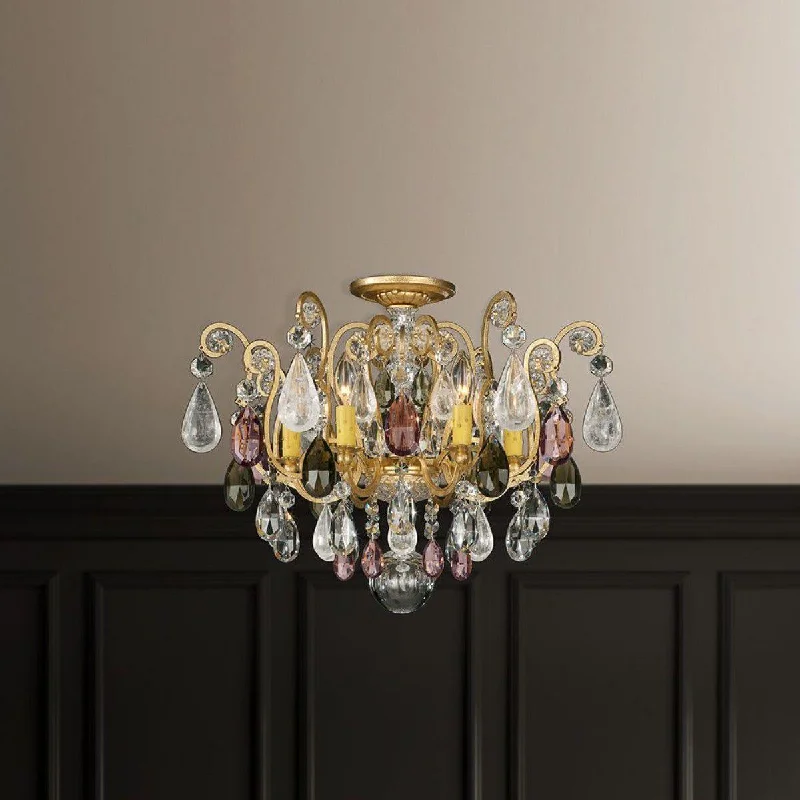 Energy - Efficient Industrial Lighting for Cost - SavingsRenaissance Rock Crystal 20 in. Antique Silver Semi Flush Mount Light With Clear Rock Crystals Energy - Efficient Industrial Lighting for Cost - SavingsRenaissance Rock Crystal 20 in. Antique Silver Semi Flush Mount Light With Clear Rock Crystals