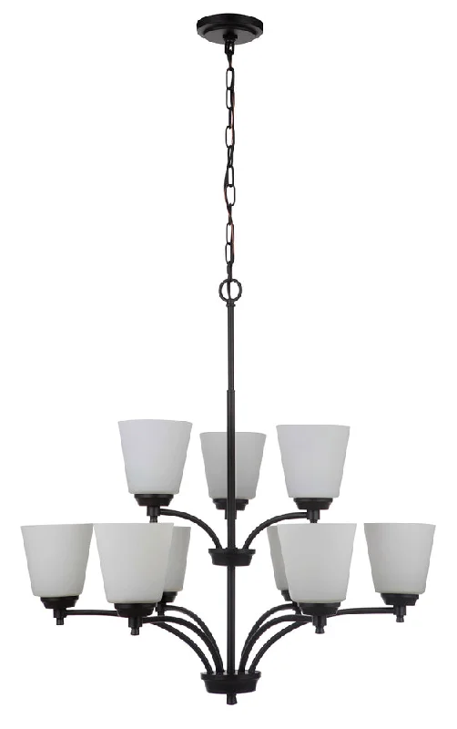 Chandeliers with Metal Frames in Bronze FinishChandeliers with Metal Frames in Bronze Finish9 Light Chandelier