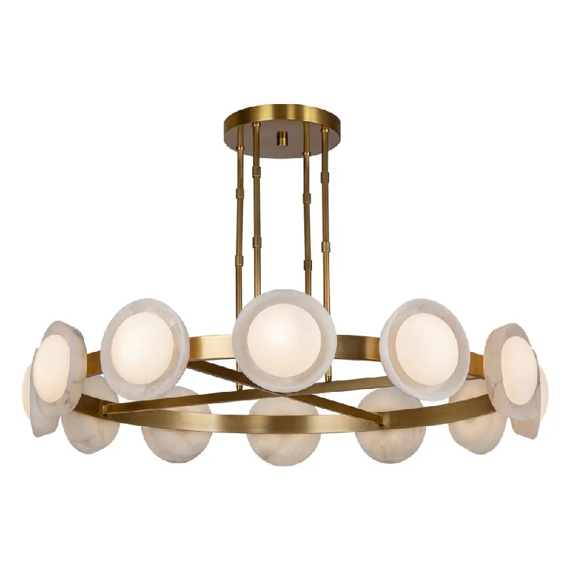 Chandeliers with Frosted Glass for a Softer Light DiffusionChandeliers with Frosted Glass for a Softer Light DiffusionAlonso 50-in Vintage Brass/Alabaster LED Chandeliers