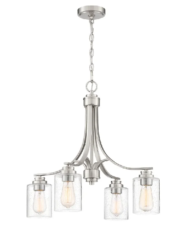 Chandeliers with Frosted Glass for a Softer Light DiffusionChandeliers with Frosted Glass for a Softer Light DiffusionBolden 4 Light Chandelier in Brushed Polished Nickel