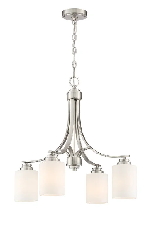 LED Chandeliers for Energy - Efficient LightingLED Chandeliers for Energy - Efficient LightingBolden 4 Light Chandelier in Brushed Polished Nickel (White Glass)