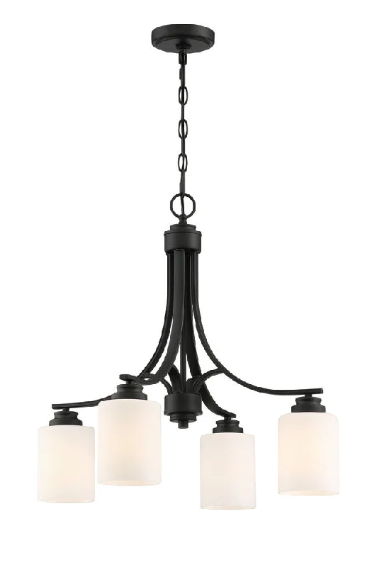 Incandescent Chandeliers for a Warm and Traditional GlowIncandescent Chandeliers for a Warm and Traditional GlowBolden 4 Light Chandelier in Flat Black (White Glass)