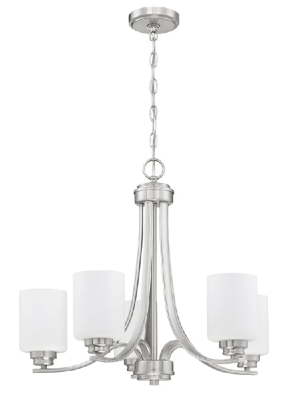 Modern Crystal Chandeliers for Contemporary HomesModern Crystal Chandeliers for Contemporary HomesBolden 5 Light Chandelier in Brushed Polished Nickel (White Glass)