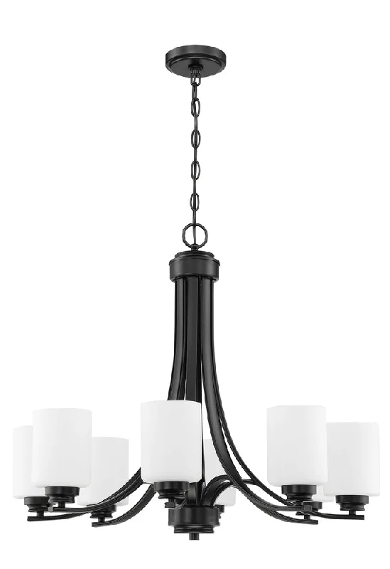 Chandeliers with Colored Glass for a Splash of ColorChandeliers with Colored Glass for a Splash of ColorBolden 8 Light Chandelier in Flat Black (White Glass)