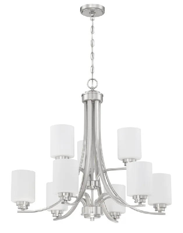 Mid - Century Modern Chandeliers for Vintage AppealMid - Century Modern Chandeliers for Vintage AppealBolden 9 Light Chandelier in Brushed Polished Nickel (White Glass)