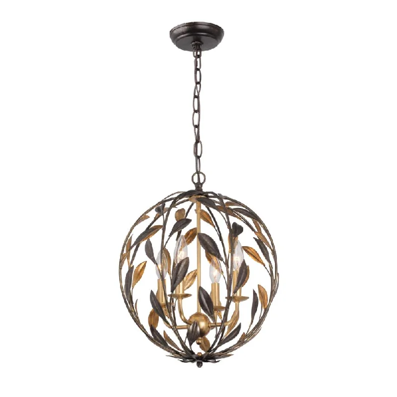Victorian - Inspired Chandeliers with Ornate DetailsVictorian - Inspired Chandeliers with Ornate DetailsBroche 4 Light English Bronze + Antique Gold Sphere Mini Chandelier