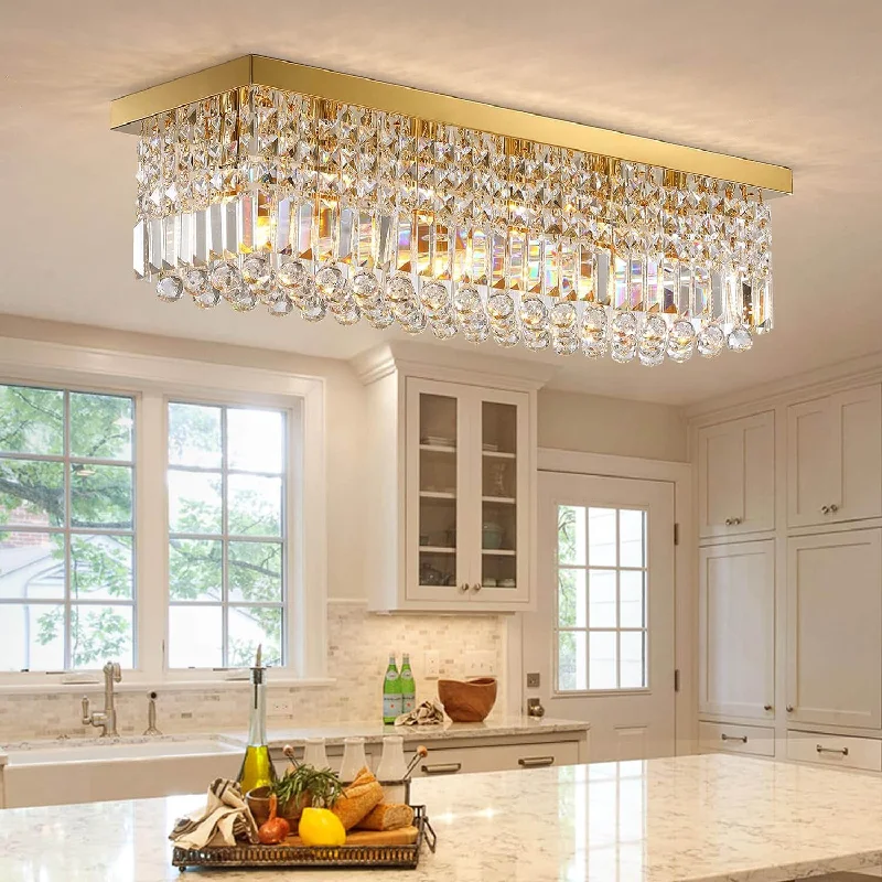 Chandeliers with Dimmable Lights for Ambiance ControlChandeliers with Dimmable Lights for Ambiance ControlCeiling Mount Rectangular Crystal Raindrop Chandelier