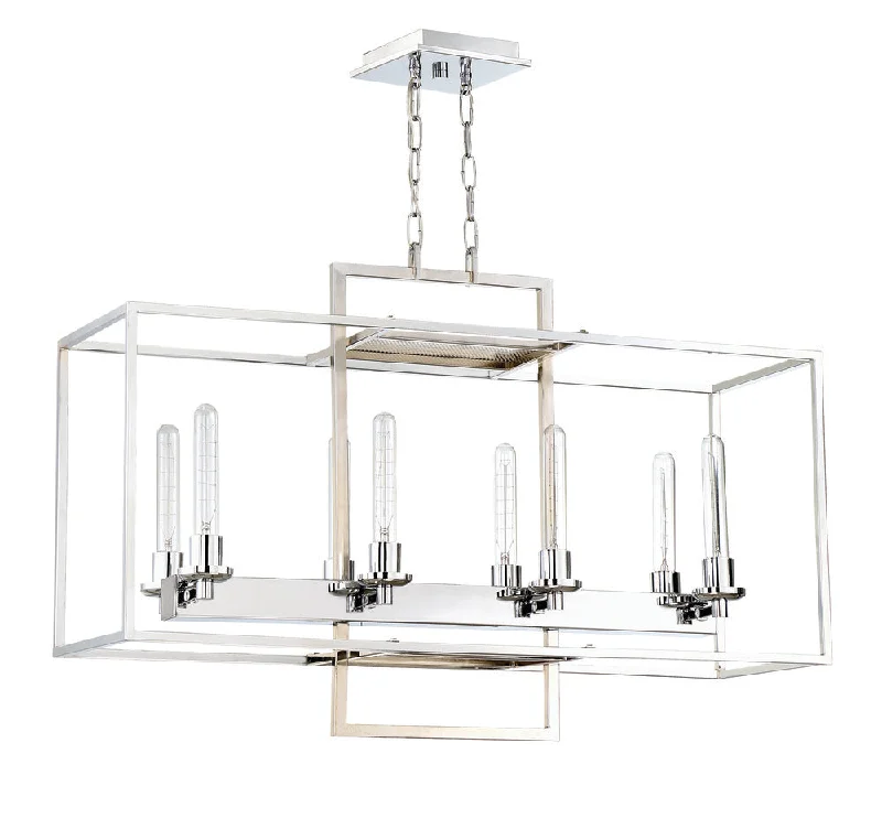 Chandeliers with Frosted Glass for a Softer Light DiffusionChandeliers with Frosted Glass for a Softer Light DiffusionCubic 8 Light Linear Chandelier in Chrome