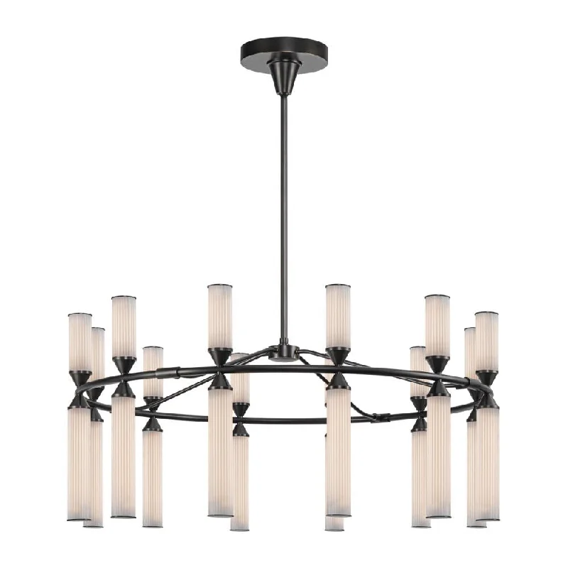 Chandeliers with Metal Frames in Bronze FinishChandeliers with Metal Frames in Bronze FinishEdwin 38-in Urban Bronze/Frosted Ribbed Glass LED Chandeliers