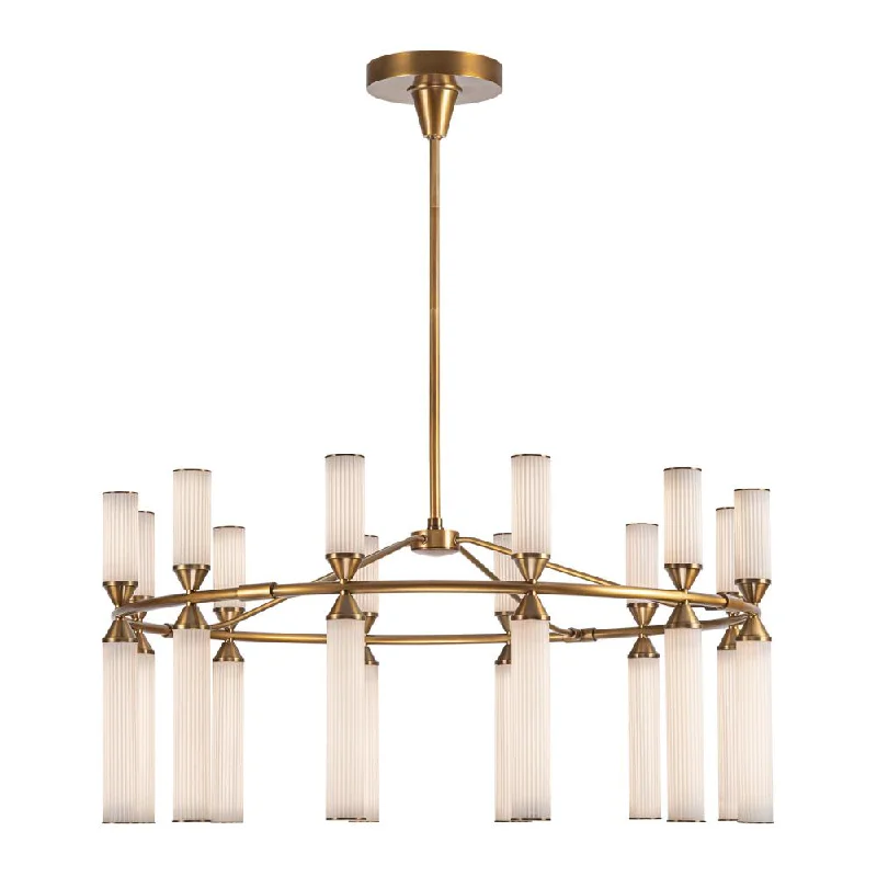 Chandeliers with Murano Glass for a High - End Artistic TouchChandeliers with Murano Glass for a High - End Artistic TouchEdwin 38-in Vintage Brass/Frosted Ribbed Glass LED Chandeliers