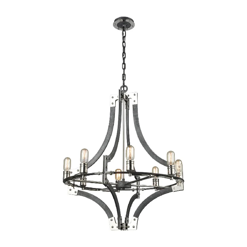 Rustic Wood Chandeliers for Country - Style HousesRustic Wood Chandeliers for Country - Style HousesRiveted Plate Eight Light Chandelier