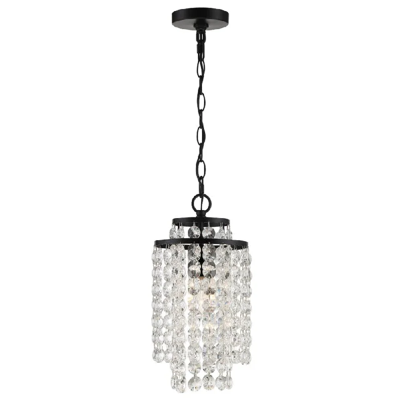 Chandeliers with Clear Crystal for a Sparkling EffectChandeliers with Clear Crystal for a Sparkling EffectGabrielle 1 Light Matte Black Mini Pendant
